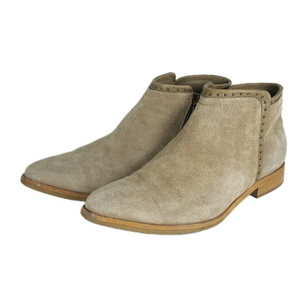 ITALEAU Women's Miralda US8,5 EU39 Beige Suede Studded Waterproof Ankle Booties